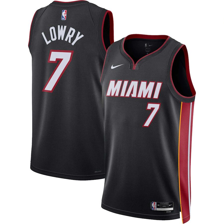 Men Miami Heat 7 Kyle Lowry Nike Black Icon Edition 2022-23 Swingman NBA Jersey
